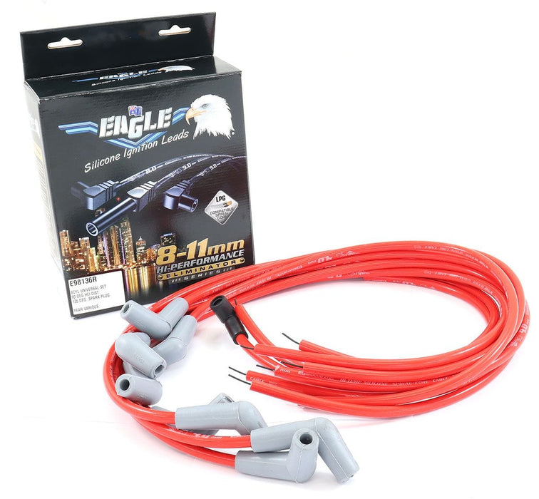 EL Universal V8 Set With HEI Cap 90° Distributor & 135° Spark Plug 9mm Eliminator Series I Lead Set - Red ELE98136R Autofit