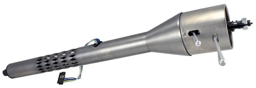 FLAMING - Mill Finish, Fits Manual Box, 2" O.D 30" Floor Shift Laser Cut Collapsible Tilt Steering Column FR20005LC Autofit