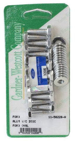 GARDENER Suit Ford 302-351 Cleveland With Ford Oval Logo Chrome Hex Aluminium Valve Cover Bolt Set GW11-56228-H Autofit