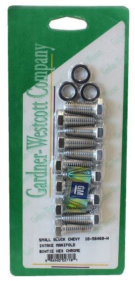 GARDENER Suit SB Chev With Bowtie Logo Pre-86 Polished S/S Hex Intake Manifold Bolt Set GW10-56469-HSP Autofit