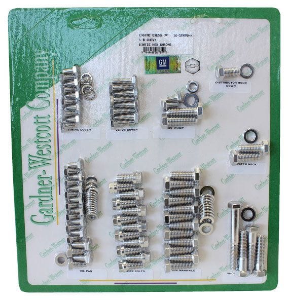 GARDENER Suit SB Chev With Headers & Bowtie Logo Polished S/S Hex Engine Dress Up Kit GW10-56490-HSP Autofit