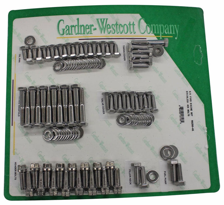 GARDENER Suit SB Ford 289-302 Windsor With Headers S/S Hex Engine Dress Up Kit GW56250-HS Autofit