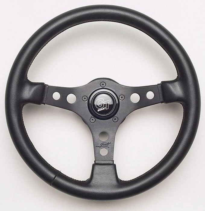 GRANT Black 3 Spoke, Black Leather Grip. 3-1/2" Dish 14" Formula GT Steering Wheel GR774 Autofit