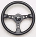 GRANT Black 3 Spoke, Black Leather Grip. 3-1/2" Dish 14" Formula GT Steering Wheel GR774 Autofit