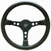 GRANT Black 3 Spoke, Black Leather Grip. 3-1/2" Dish 14" Formula GT Steering Wheel GR774 Autofit