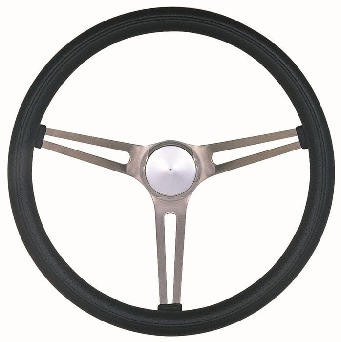 GRANT Brushed S/S 3 Spoke, Black Foam Grip. 4-1/8" Dish 15" Classic GM Steering Wheel GR969 Autofit