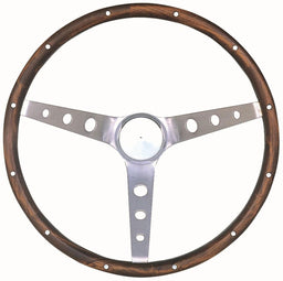 GRANT Brushed S/S 3 Spoke, Hardwood Grip. 4-1/8" Dish 15" Classic Ford Steering Wheel GR966-0 Autofit