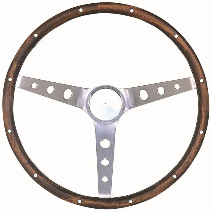 GRANT Brushed S/S 3 Spoke, Hardwood Grip. 4-1/8" Dish 15" Classic Ford Steering Wheel GR966-0 Autofit