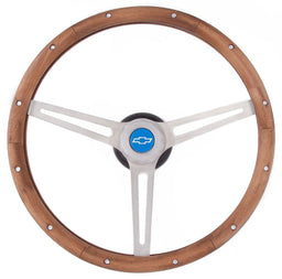 GRANT Brushed S/S 3 Spoke, Hardwood Grip. 4-1/8" Dish 15" Classic GM Steering Wheel GR967 Autofit