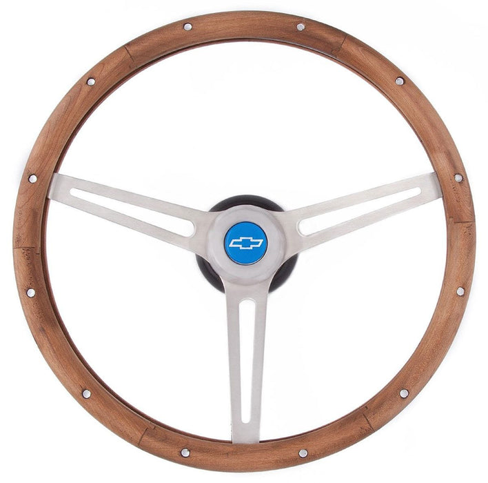 GRANT Brushed S/S 3 Spoke, Hardwood Grip. 4-1/8" Dish 15" Classic GM Steering Wheel GR967 Autofit
