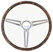 GRANT Brushed S/S 3 Spoke, Hardwood Grip. 4-1/8" Dish 15" Classic Steering Wheel With Polished Horn Button GR967-0 Autofit