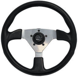 GRANT Chrome 3 Spoke, Black Leather Grip. 3" Dish 13" Formula GT Steering Wheel GR771 Autofit