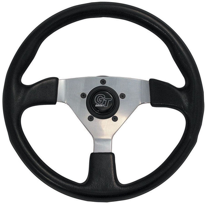 GRANT Chrome 3 Spoke, Black Leather Grip. 3" Dish 13" Formula GT Steering Wheel GR771 Autofit