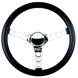 GRANT Chrome 3 Spoke, Black Vinyl Grip. 2" Dish 13-1/2" Classic Series Steering Wheel GR831 Autofit