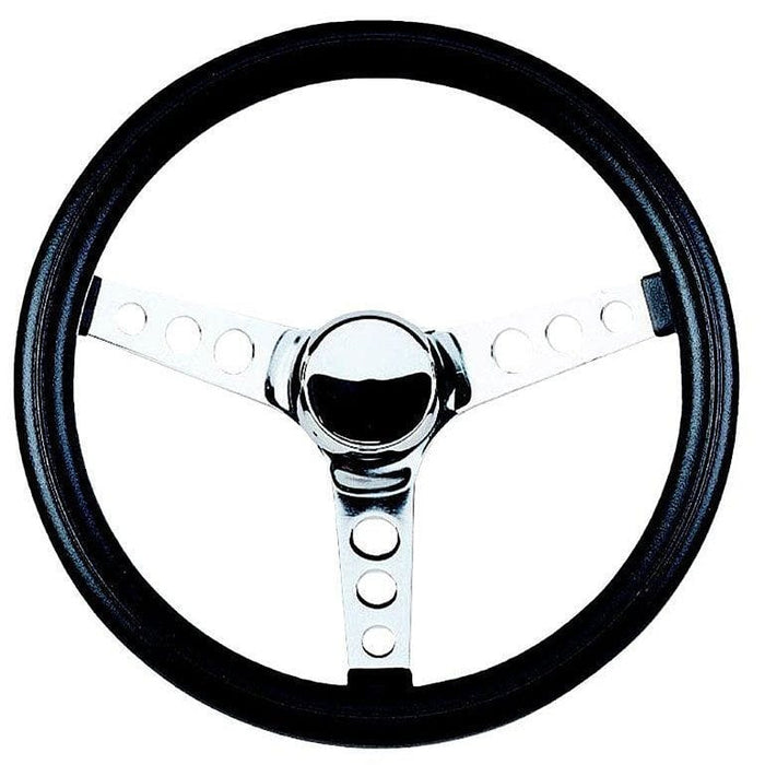 GRANT Chrome 3 Spoke, Black Vinyl Grip. 2" Dish 13-1/2" Classic Series Steering Wheel GR831 Autofit