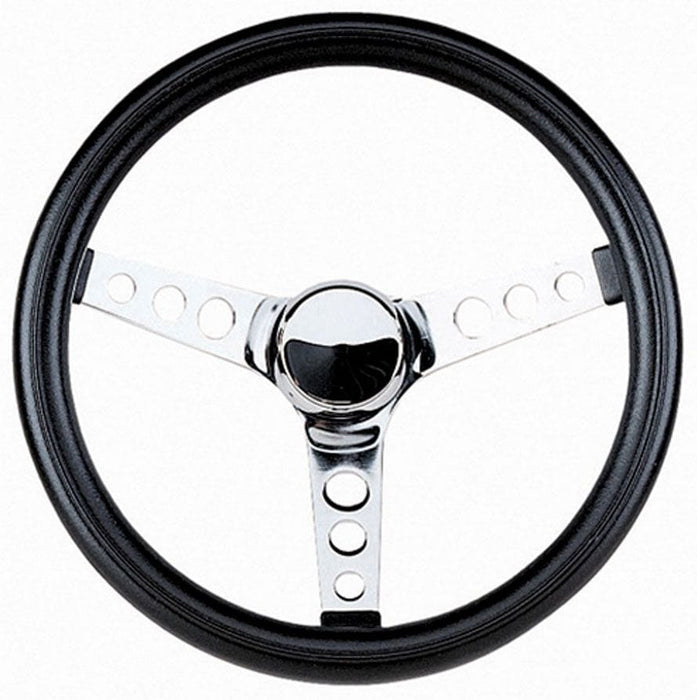 GRANT Chrome 3 Spoke, Black Vinyl Grip. 3-1/2" Dish 12-1/2" Classic Series Steering Wheel GR836 Autofit