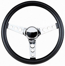 GRANT Chrome 3 Spoke, Black Vinyl Grip. 3-1/2" Dish 13-1/2" Classic Series Steering Wheel GR838 Autofit
