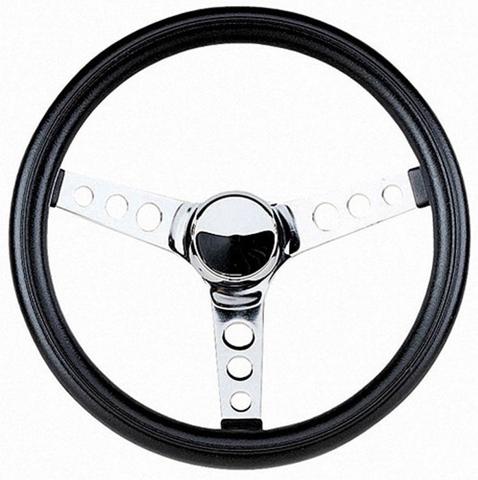 GRANT Chrome 3 Spoke, Black Vinyl Grip. 3-1/2" Dish 13-1/2" Classic Series Steering Wheel GR838 Autofit
