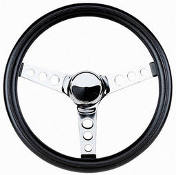 GRANT Chrome 3 Spoke, Black Vinyl Grip. 3-3/4" Dish 11-1/2" Classic Series Steering Wheel GR834 Autofit
