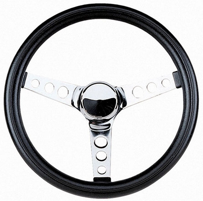 GRANT Chrome 3 Spoke, Black Vinyl Grip. 3-3/4" Dish 11-1/2" Classic Series Steering Wheel GR834 Autofit