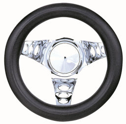 GRANT Chrome 3 Spoke, Black Vinyl Grip. 4-1/2" Dish 8-1/2" Classic Series Steering Wheel GR829 Autofit