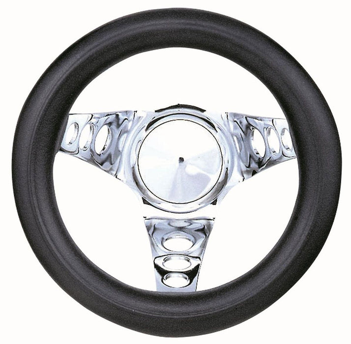 GRANT Chrome 3 Spoke, Black Vinyl Grip. 4-1/2" Dish 8-1/2" Classic Series Steering Wheel GR829 Autofit