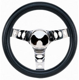 GRANT Chrome 3 Spoke, Black Vinyl Grip. 5-1/2" Dish 10" Classic Series Steering Wheel GR833 Autofit