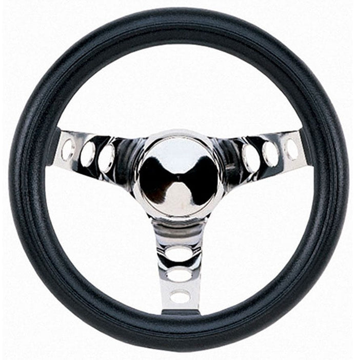 GRANT Chrome 3 Spoke, Black Vinyl Grip. 5-1/2" Dish 10" Classic Series Steering Wheel GR833 Autofit