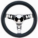 GRANT Chrome 3 Spoke, Black Vinyl Grip. 5-1/2" Dish 10" Classic Series Steering Wheel GR833 Autofit