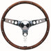 GRANT Chrome 3 Spoke, Hardwood Grip, Walnut Finish. 3-3/4" Dish 13-1/2" Classic Wood Steering Wheel GR213 Autofit