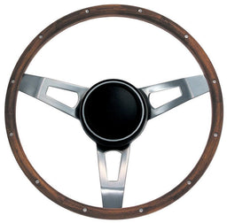 GRANT Matte 3 Spoke, Hardwood Grip, Walnut Finish. 1-3/4" Dish 15" Classic Nostalgia Steering Wheel GR246 Autofit