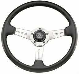 GRANT Polished Alloy 3 Spoke, Hand Stitched Leather Grip. 3-3/4" Dish 14" Elite GT Steering Wheel GR739 Autofit