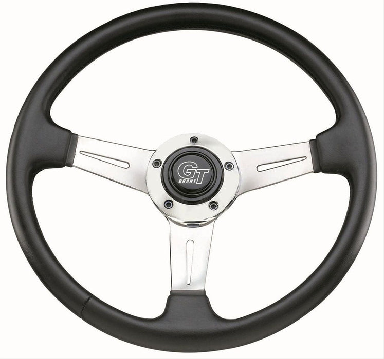 GRANT Polished Alloy 3 Spoke, Hand Stitched Leather Grip. 3-3/4" Dish 14" Elite GT Steering Wheel GR739 Autofit