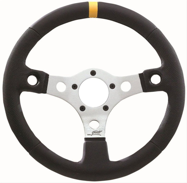 GRANT Silver Anodized 3 Spoke, Black Diamond Vinyl Grip With Yellow Top Mar 13" Performance GT Steering Wheel GR633 Autofit