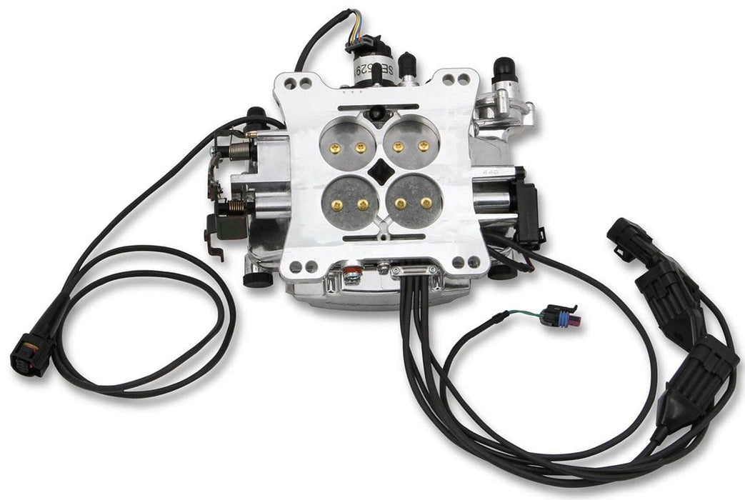 HOLLEY 800 cfm 4 Injector Throttle Body, 650 HP Forced Induction Sniper EFI 4BBL Self Tuning System - Shiny Finish HO550-518 Autofit