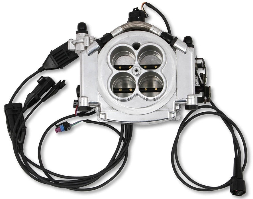 HOLLEY 800 cfm 4 Injector Throttle Body, 650 HP Forced Induction Sniper EFI 4BBL Self Tuning System - Shiny Finish HO550-518 Autofit