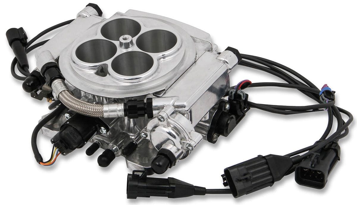 HOLLEY 800 cfm 4 Injector Throttle Body, 650 HP Forced Induction Sniper EFI 4BBL Self Tuning System - Shiny Finish HO550-518 Autofit