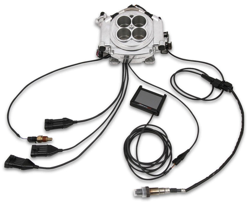 HOLLEY 800 cfm 4 Injector Throttle Body, 650 HP Forced Induction Sniper EFI 4BBL Self Tuning System - Shiny Finish HO550-518 Autofit