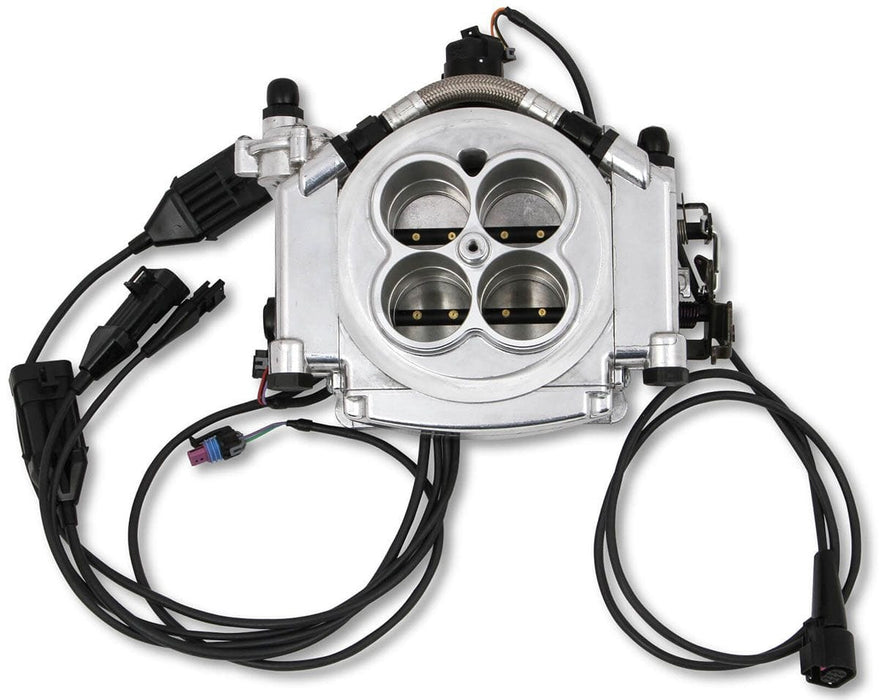 HOLLEY 800 cfm 8 Injector Throttle Body, 675 HP N/A, 1250 HP Forced Induction Sniper EFI 4BBL Self Tuning System - Shiny Finish HO550-512 Autofit