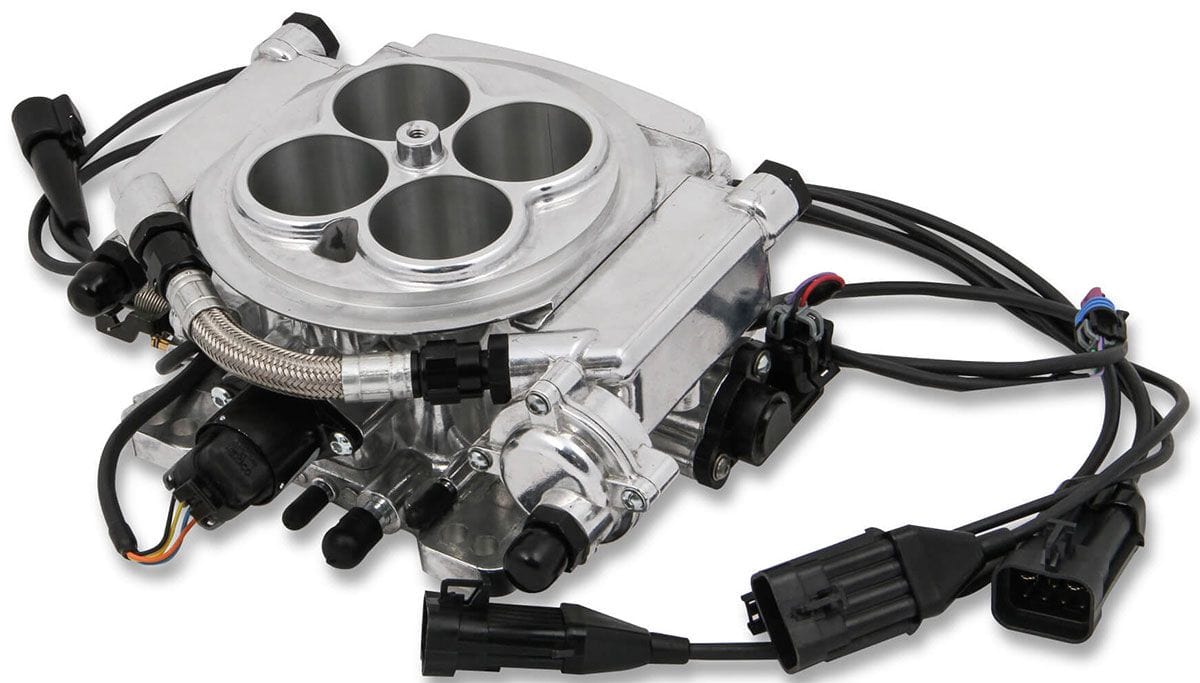 HOLLEY 800 cfm 8 Injector Throttle Body, 675 HP N/A, 1250 HP Forced Induction Sniper EFI 4BBL Self Tuning System - Shiny Finish HO550-512 Autofit