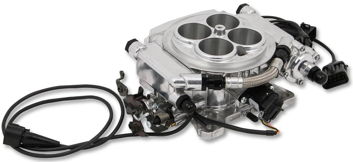 HOLLEY 800 cfm 8 Injector Throttle Body, 675 HP N/A, 1250 HP Forced Induction Sniper EFI 4BBL Self Tuning System - Shiny Finish HO550-512 Autofit