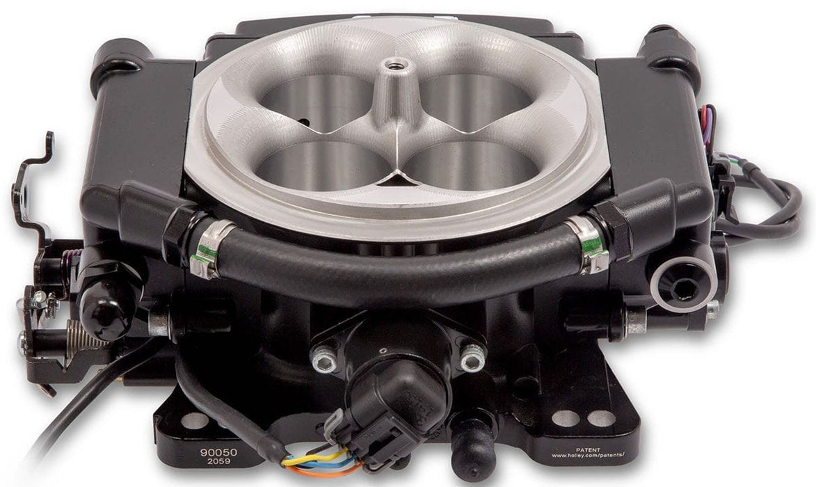 HOLLEY 900 cfm 4 Injector Throttle Body, 800 HP N/A Sniper EFI XFLow 4BBL Self Tuning System - Black Ceramic HO550-541 Autofit
