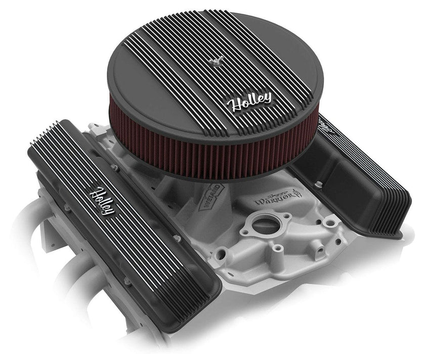 HOLLEY Black 14" x 3", 5-1/8" Neck With Drop Base Vintage Series Finned Aluminium Air Cleaner HO120-153 Autofit