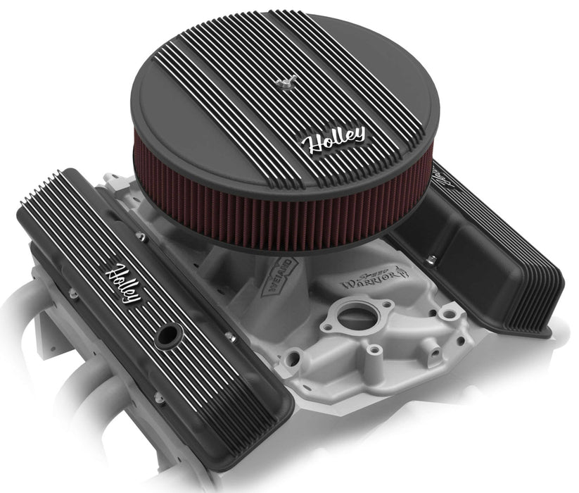 HOLLEY Black Suit SB Chev Vintage Series Fined Valve Covers HO241-242 Autofit