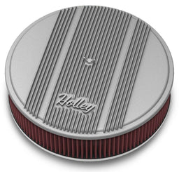 HOLLEY Natural 14" x 3", 5-1/8" Neck With Drop Base Vintage Series Finned Aluminium Air Cleaner HO120-160 Autofit