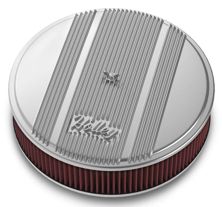 HOLLEY Polished 14" x 3", 5-1/8" Neck With Drop Base Vintage Series Finned Aluminium Air Cleaner HO120-151 Autofit