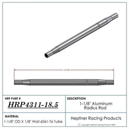 HRP 18.5" L X 1-1/8" O.D X 5/8" Polished Aluminium Radius / Swedge Rod HRP-4311-18.5 Autofit