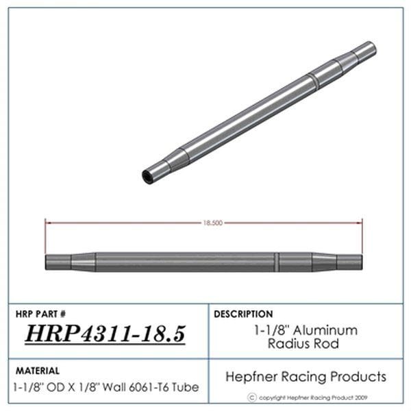 HRP 18.5" L X 1-1/8" O.D X 5/8" Polished Aluminium Radius / Swedge Rod HRP-4311-18.5 Autofit