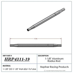 HRP 19" L X 1-1/8" O.D X 5/8" Polished Aluminium Radius / Swedge Rod HRP-4311-19 Autofit