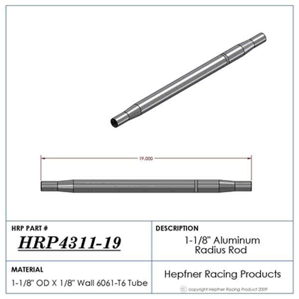 HRP 19" L X 1-1/8" O.D X 5/8" Polished Aluminium Radius / Swedge Rod HRP-4311-19 Autofit